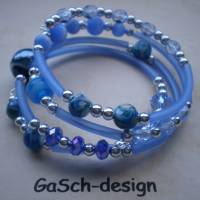 Armreifen * Spiralarmband * Glasschliff blau silber Bild 1