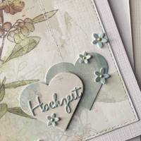 Hochzeitskarte, Karte Hochzeit,Einlegeblatt Transparentpapier quadratisch petrol weiß  13x13cm Herzen Bild 3