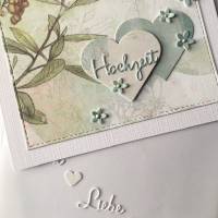 Hochzeitskarte, Karte Hochzeit,Einlegeblatt Transparentpapier quadratisch petrol weiß  13x13cm Herzen Bild 5