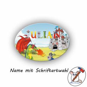 Türschild Motiv Ritter mit Name / Personalisierbar / Ritter / Drache / Burg / Schloß Bild 2
