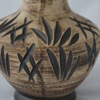 Keramik Vase beige schwarz 50er Jahre Bild 2