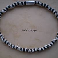 Häkelkette, gehäkelte Perlenkette * Zebra mit Silberblick Bild 3