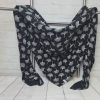 Dreieckstuch XXL aus Musselinstoff in Ginkgo schwarz, Musselintuch, leichter Schal, handmade von la piccola Antonella Bild 4