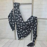 Dreieckstuch XXL aus Musselinstoff in Ginkgo schwarz, Musselintuch, leichter Schal, handmade von la piccola Antonella Bild 5