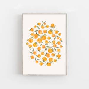 Aquarell Orangen Kunstdruck, Wandkunst für Küche, Esszimmer, Wohnzimmer, Arztpraxis oder Wartezimmer Bild 1
