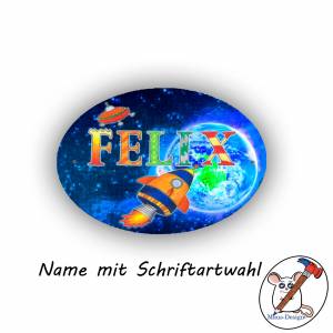 Türschild Motiv Rakete mit Name / Personalisierbar / Raumschiff / Weltall / Erde / Jungen Bild 2