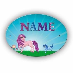 Türschild Motiv Pony mit Name / Personalisierbar Bild 1