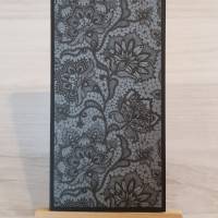 Notizblock: Blumenornamente in Schwarz und Grau Bild 1