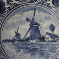 handgemalter Wandteller Delft blau Vintage Bild 2