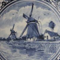handgemalter Wandteller Delft blau Vintage Bild 3