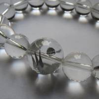 Bergkristall Edelsteinarmband, 12 mm Kugeln, 1 16 mm mit Gravur, Unikat, Kristallgrotte Bild 1