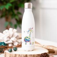 Trinkflasche Giraffe mit Namen, personalisierte Geschenke zur Einschulung, Edelstahl 500 ml, Bild 1