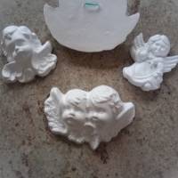 Puttenköpfe/Engel - 4 Gipsfiguren zum Anmalen mit Anhänger können auch als Duftanhänger verwendet werden Bild 2