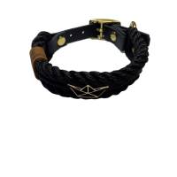 Hundehalsband, verstellbar, ab 20 cm, schwarz, gold mit mit Boot Bild 4