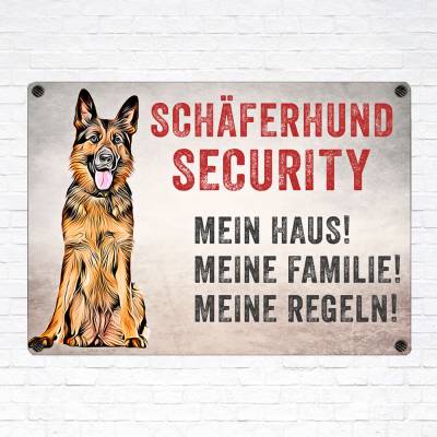 Hundeschild 'Schäferhund Security', wetterbeständiges Warnschild