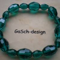 Fädelarmband, gefädeltes Perlenarmband * Glasschliffperlen smaragdgrün Bild 1