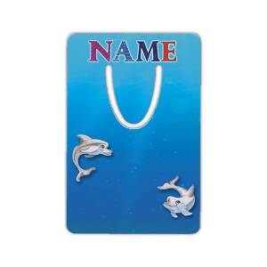 Delfin Lesezeichen mit Name / Schriftartwahl / Delfine / Aluminium / 5 x 7,5 x 0,07cm / Personalisierbar Bild 1