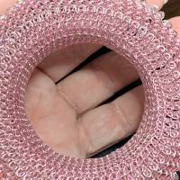 großer TEELICHTHALTER Donut - fingergestrickt aus rosafarbenem Kupferdraht mit oder ohne Glitzersteinchen Bild 8