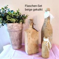 ,gekalkte Flaschen, beige/braun,Vintage-Shabby-3er-Set Bild 2