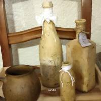 ,gekalkte Flaschen, beige/braun,Vintage-Shabby-3er-Set Bild 8