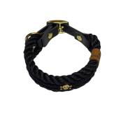 Hundehalsband, verstellbar, ab 20 cm, schwarz, gold mit mit Totenkopf Bild 5