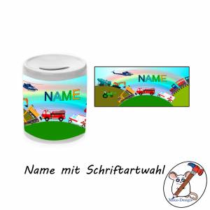 Spardose Motiv Fahrzeuge mit Name / Personalisierbar / Sparbüchse / Sparschwein Bild 2