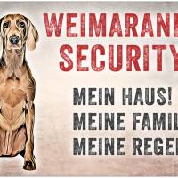 Hundeschild WEIMARANER SECURITY, wetterbeständiges Warnschild Bild 1