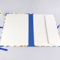 Mappe mit Klappen, königs-blau Bänder Glöckchen, A4, Füllhöhe 3 cm, handgefertigt Bild 3