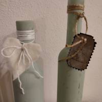 ,gekalkte Flaschen, grün,Vintagelook-2er-Set Bild 3