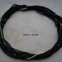 Set * Fädelkette und Armband * Strippenzieher in schwarz goldfarben Bild 2