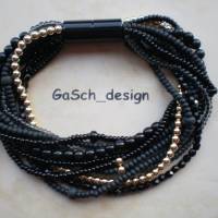 Set * Fädelkette und Armband * Strippenzieher in schwarz goldfarben Bild 3