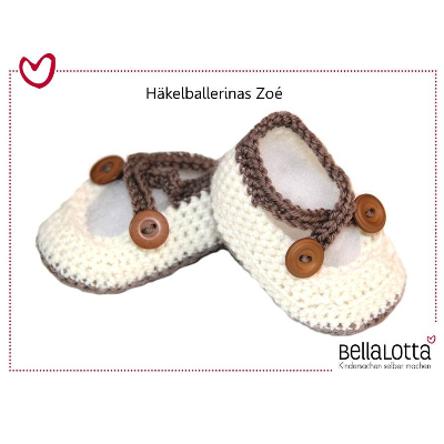 Häkelanleitung für die Ballerinas "Zoe" in der Größe onsize (0-6 Monate)