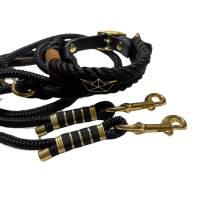 Leine Halsband Set verstellbar, schwarz, gold, mit Boot, ab 20 cm Halsumfang Bild 3