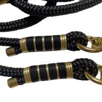Leine Halsband Set verstellbar, schwarz, gold, mit Boot, ab 20 cm Halsumfang Bild 6