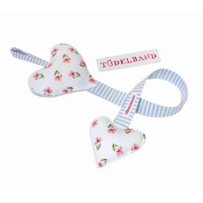 Haarspangenhalter ...Tüdelherzen...hellblau...rosa geblümt