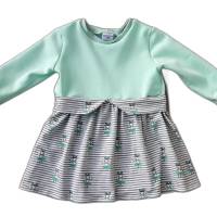 Girly Sweater/Winter mit Schößchen - Mädchenkleid - Größe 104 - Hasebtanz weiß mint Bild 1