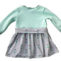 Girly Sweater/Winter mit Schößchen - Mädchenkleid - Größe 104 - Hasebtanz weiß mint Bild 2