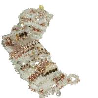 Breites Armband weiß kupfer freeform Unikat handgefertigt Glas rosegold handmade Brautschmuck Bild 4