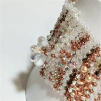Breites Armband weiß kupfer freeform Unikat handgefertigt Glas rosegold handmade Brautschmuck Bild 5