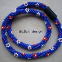 Häkelkette, gehäkelte Perlenkette * Französische Blümchenwiese Bild 1