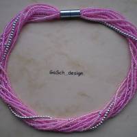 Set * Fädelkette und Armband * Strippenzieher in pink silberfarben Bild 2