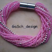 Set * Fädelkette und Armband * Strippenzieher in pink silberfarben Bild 3