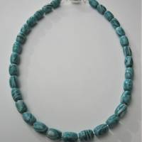 47 cm lange, dunkelgrüne Amazonit Halskette mit 925 Silber Magnetverschluss Bild 3