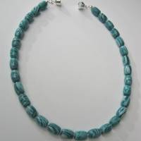 47 cm lange, dunkelgrüne Amazonit Halskette mit 925 Silber Magnetverschluss Bild 6