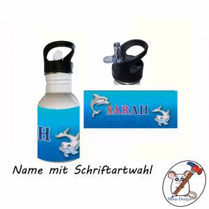 Edelstahl Trinkflasche Motiv Delfin mit Name / Personalisierbar / 400ml / 500ml / 600ml Bild 2