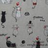 0,90m RESTSTÜCK Dekostoff Canvas süße Katzen / Meow auf hellbeige Baumwollmix Bild 6