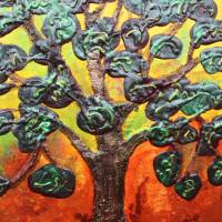 Acrylbild FEIGENBAUM Gemälde Malerei auf einem runden Keilrahmen abstrakte Kunst abstrakter Baum Bild 3
