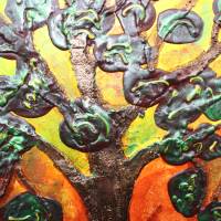 Acrylbild FEIGENBAUM Gemälde Malerei auf einem runden Keilrahmen abstrakte Kunst abstrakter Baum Bild 8