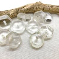 10 rustikale Recycling-"Seaglass"-Perlen sechseckig transparent ca. 21x9mm Bild 1