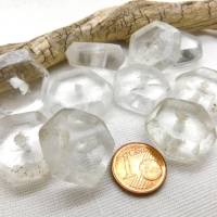 10 rustikale Recycling-"Seaglass"-Perlen sechseckig transparent ca. 21x9mm Bild 4